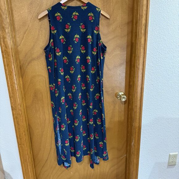 Women’s LuLaRoe Joy Vest Navy Red Roses Size Small - Picture 2 of 6